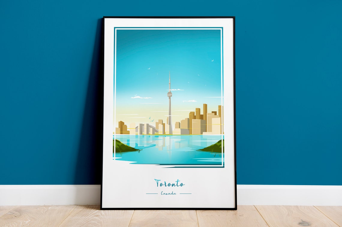 Toronto Canada Skyline CN Tower Sunrise Cityscape Travel Poster