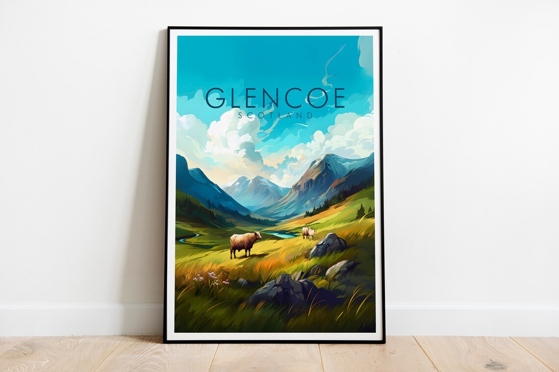 Glencoe Scotland Travel Poster, Landscape Art Print - Image 2