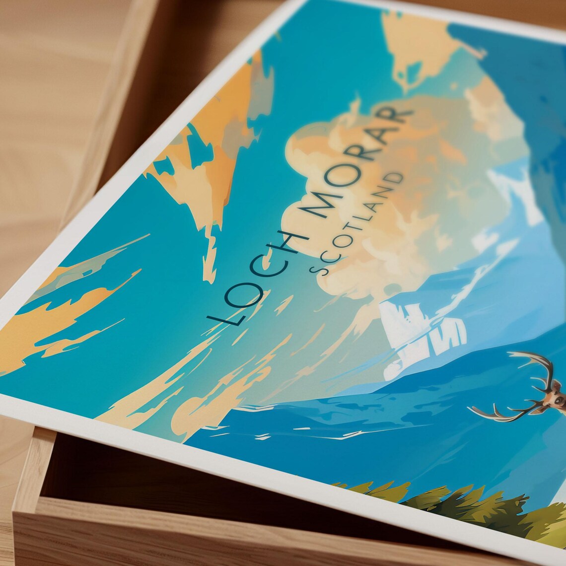 Loch Morar Scotland Deer Lake Mountain Scenic Art Travel Poster - Image 3