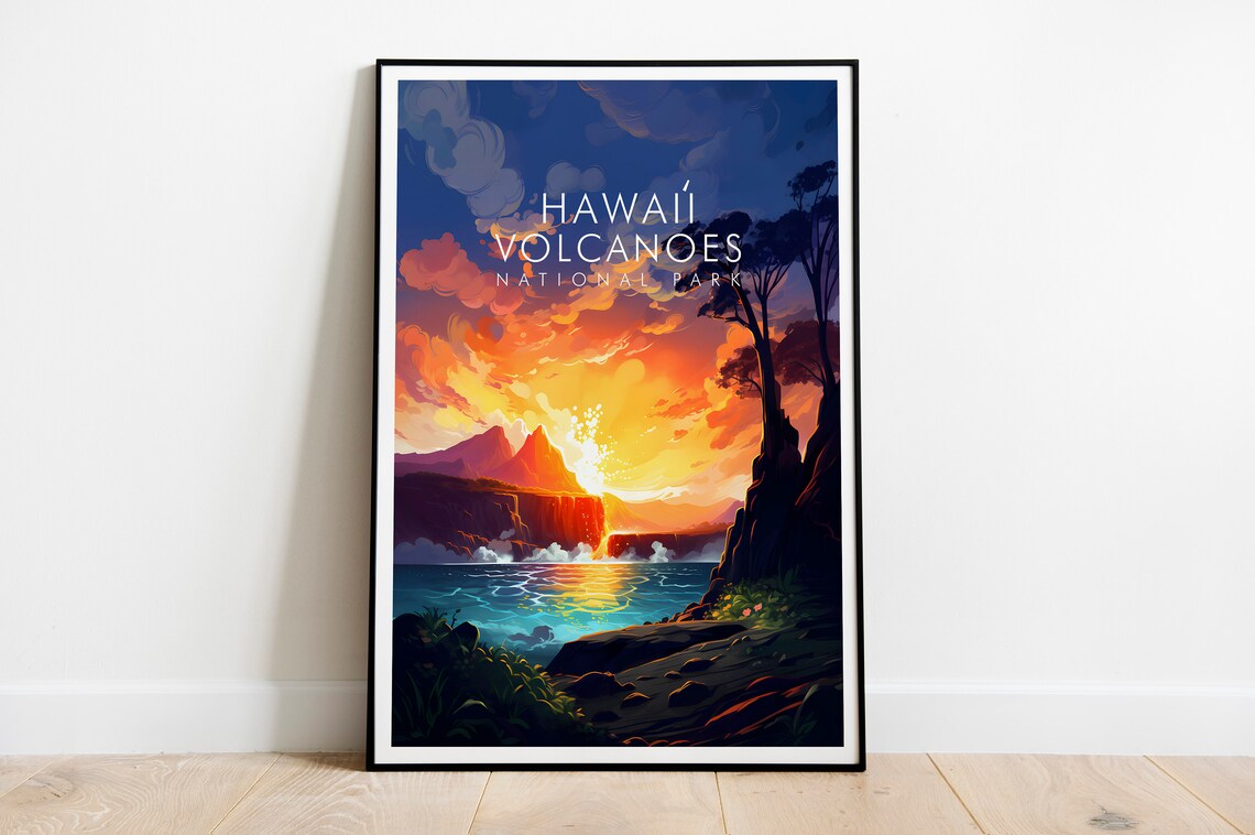 Hawaii Volcanoes Travel Poster, Hawaii Print - Image 2