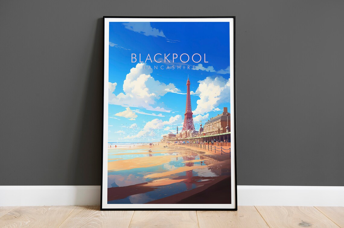 Blackpool Travel Poster Art Print, Modern Decor