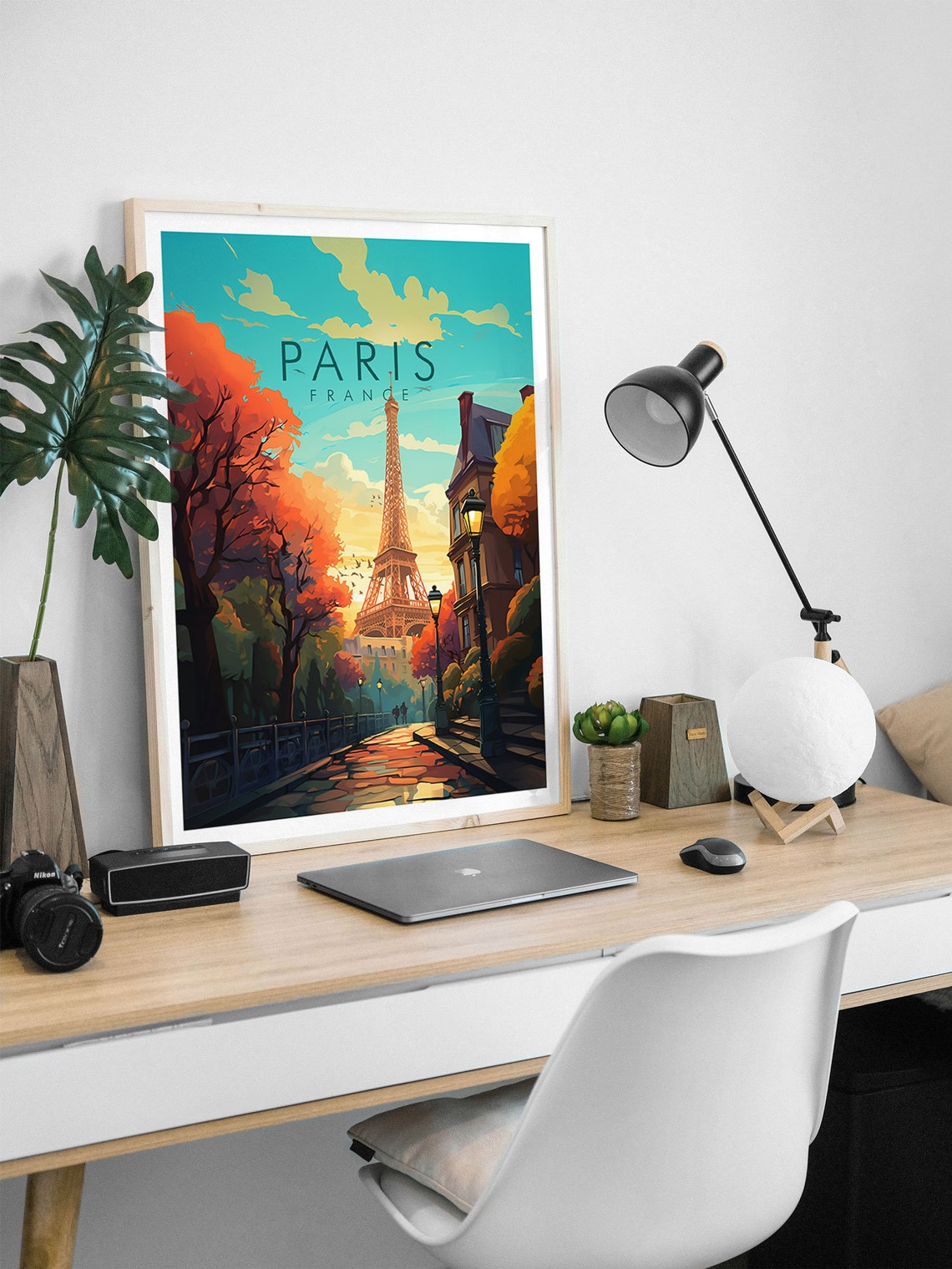 Paris France Eiffel Tower Golden Autumn Walkway Travel Poster - Image 2