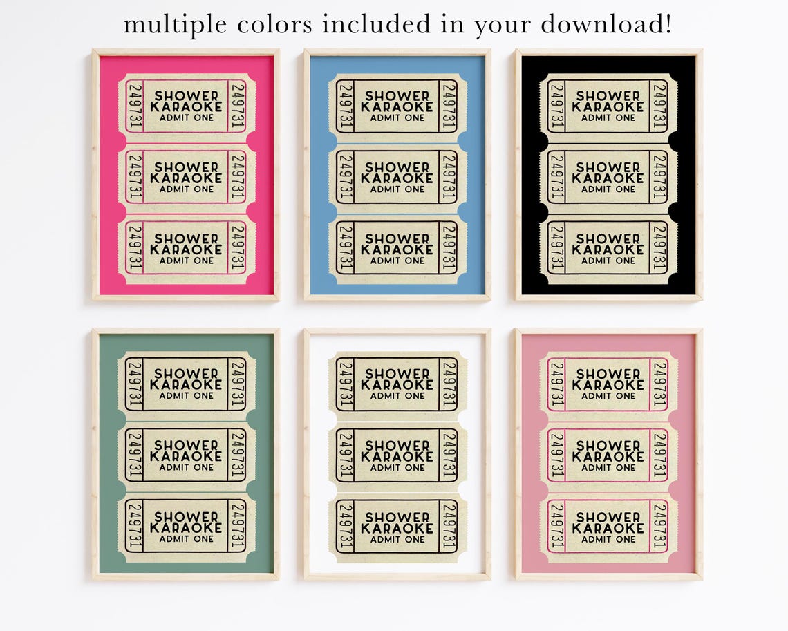 Shower Karaoke Admit One Ticket Black Bathroom Wall Decor Poster - Image 3