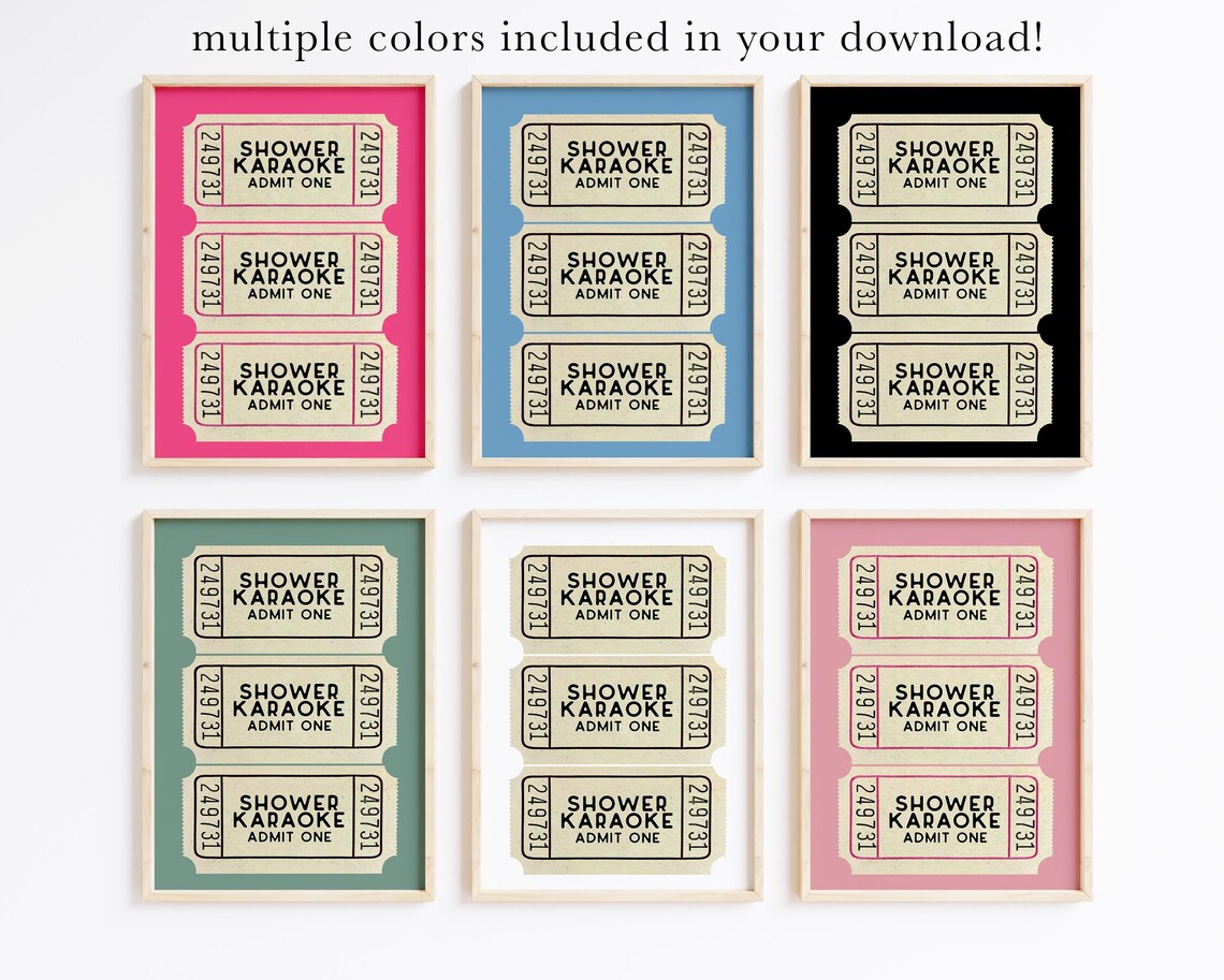 Shower Karaoke Retro Ticket Bathroom Wall Art Print - Image 3