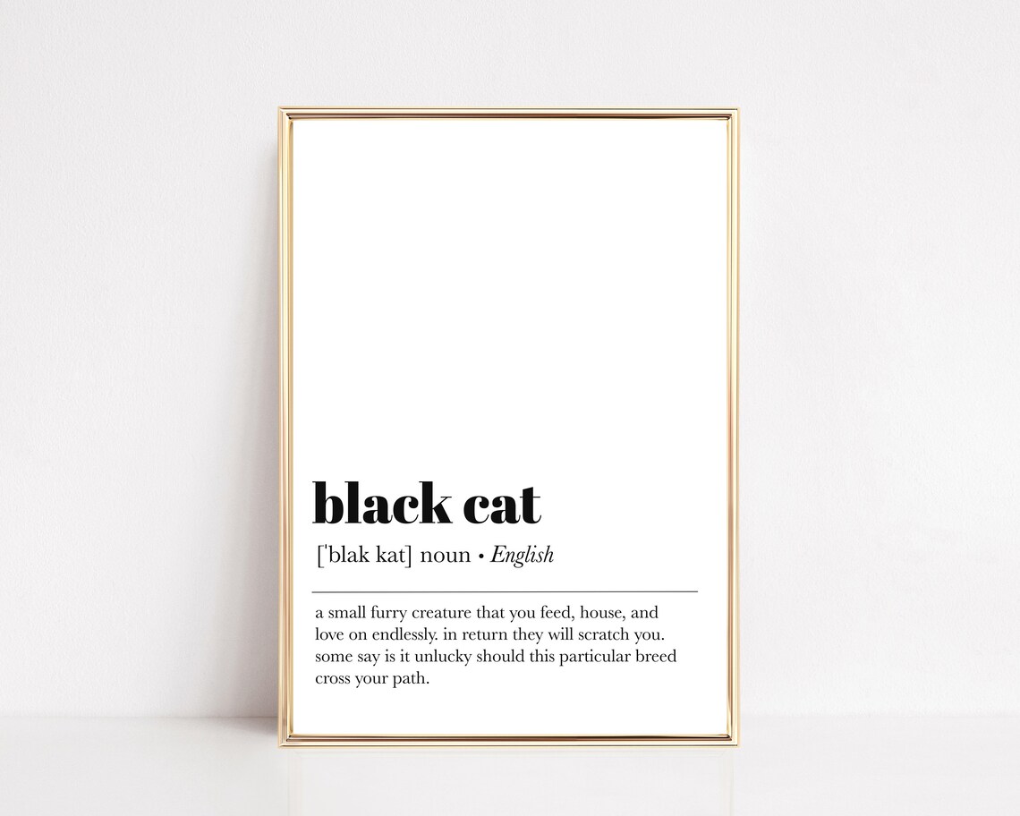 Black Cat Funny Definition Poster For Cat Lovers And Halloween