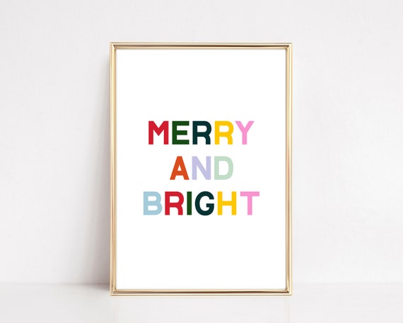 Colorful Christmas Merry And Bright Art Print