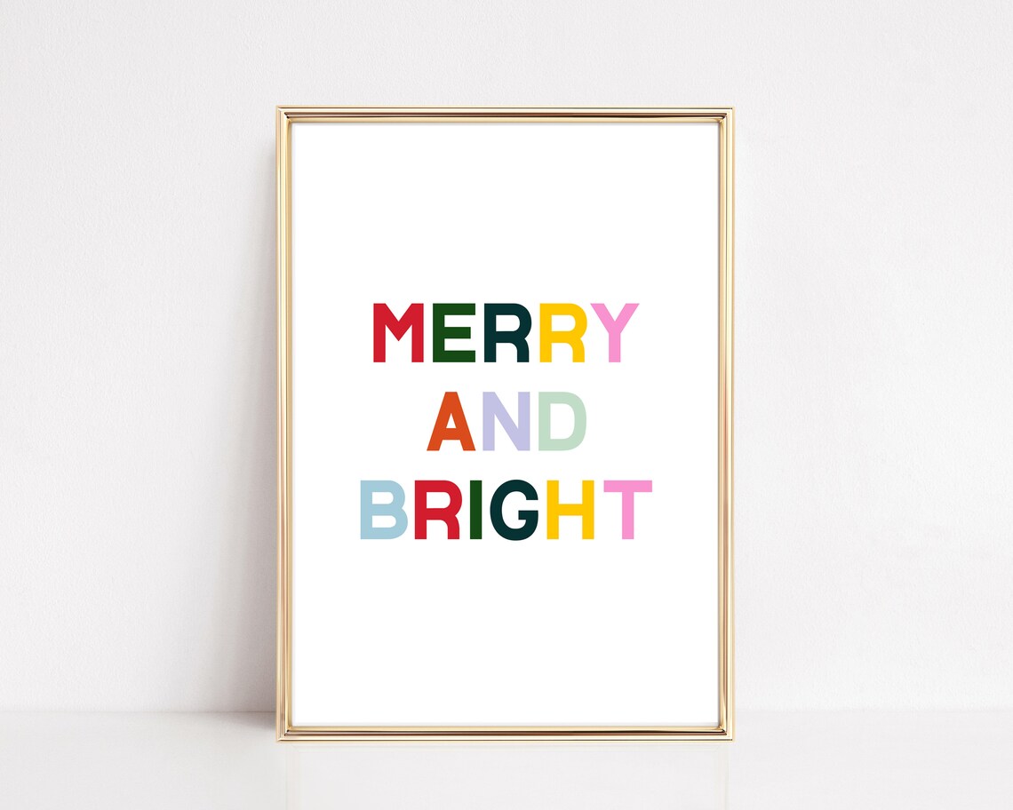 Colorful Christmas Merry And Bright Art Print