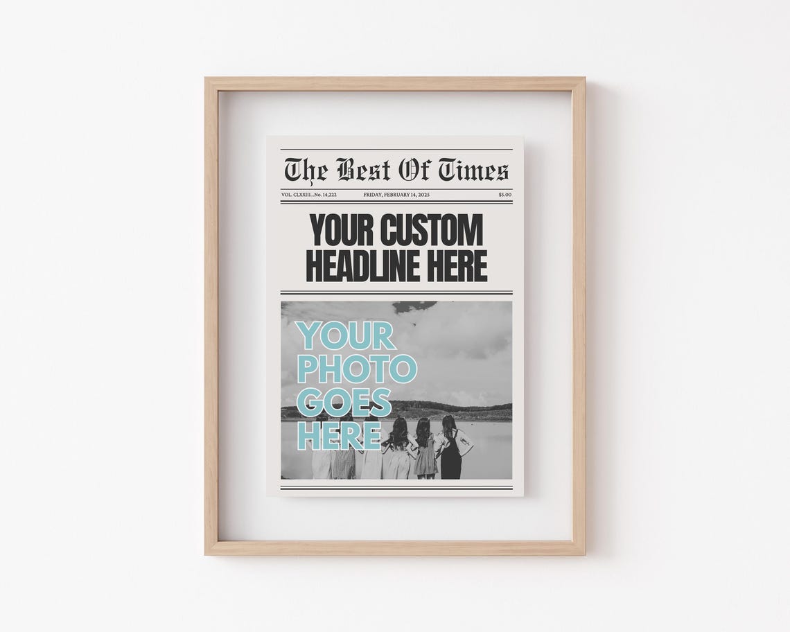 Custom Newspaper Print Custom Wall Art Cute Apartment Decor College Dorm Poster Gift Kikiandnim Wall Art - Image 2