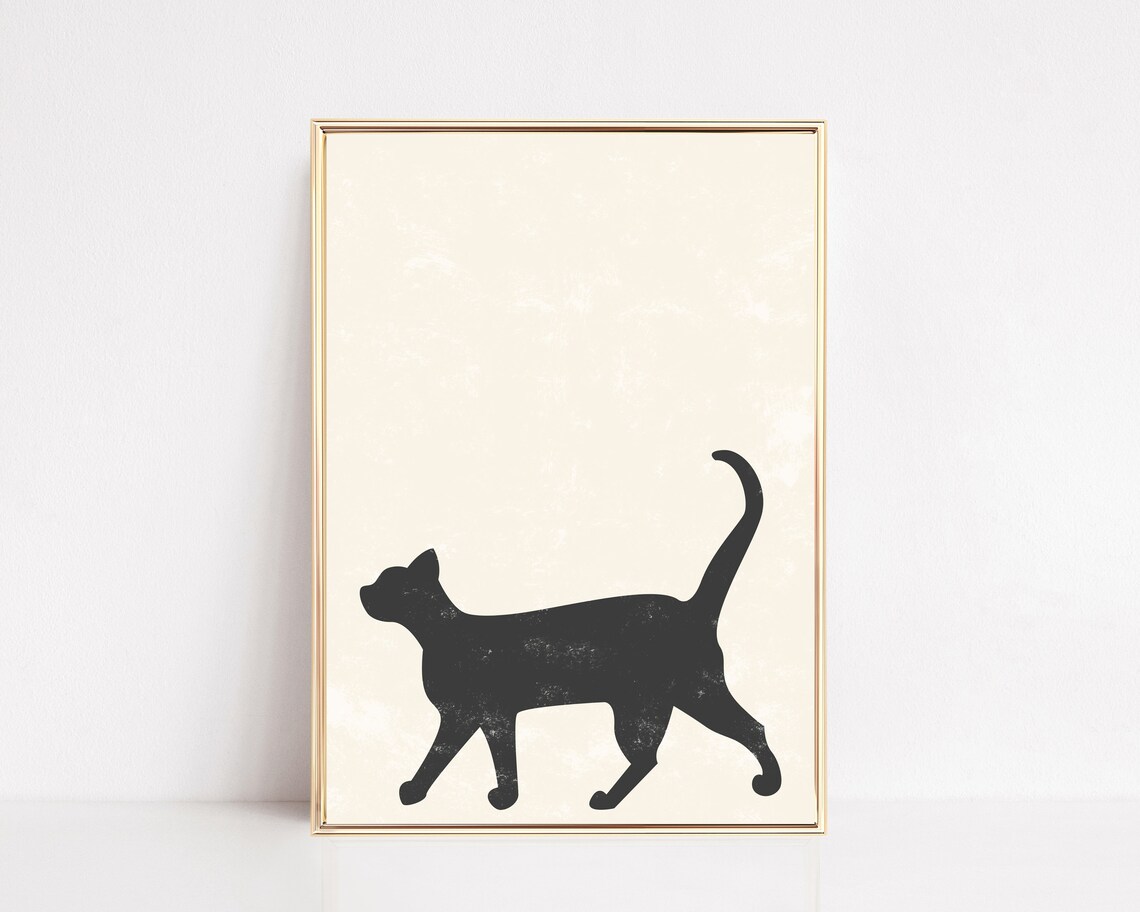Halloween Black Cat Art Print, Halloween Decor