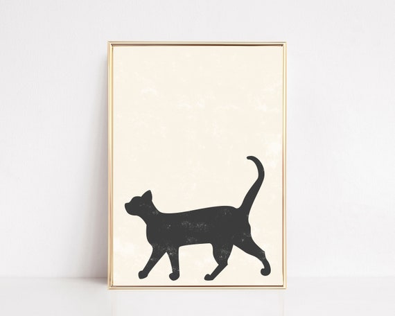 Halloween Black Cat Art Print, Halloween Decor