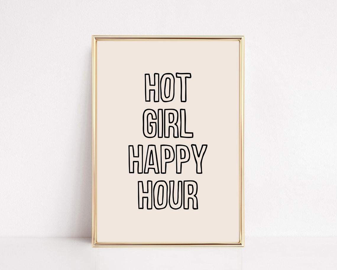 Cute Bar Cart Decor Hot Girl Happy Hour Print Bar Wall Art Bar Cart Print Cocktail Art Bar Cart Art Print