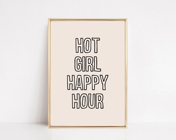 Cute Bar Cart Decor Hot Girl Happy Hour Print Bar Wall Art Bar Cart Print Cocktail Art Bar Cart Art Print