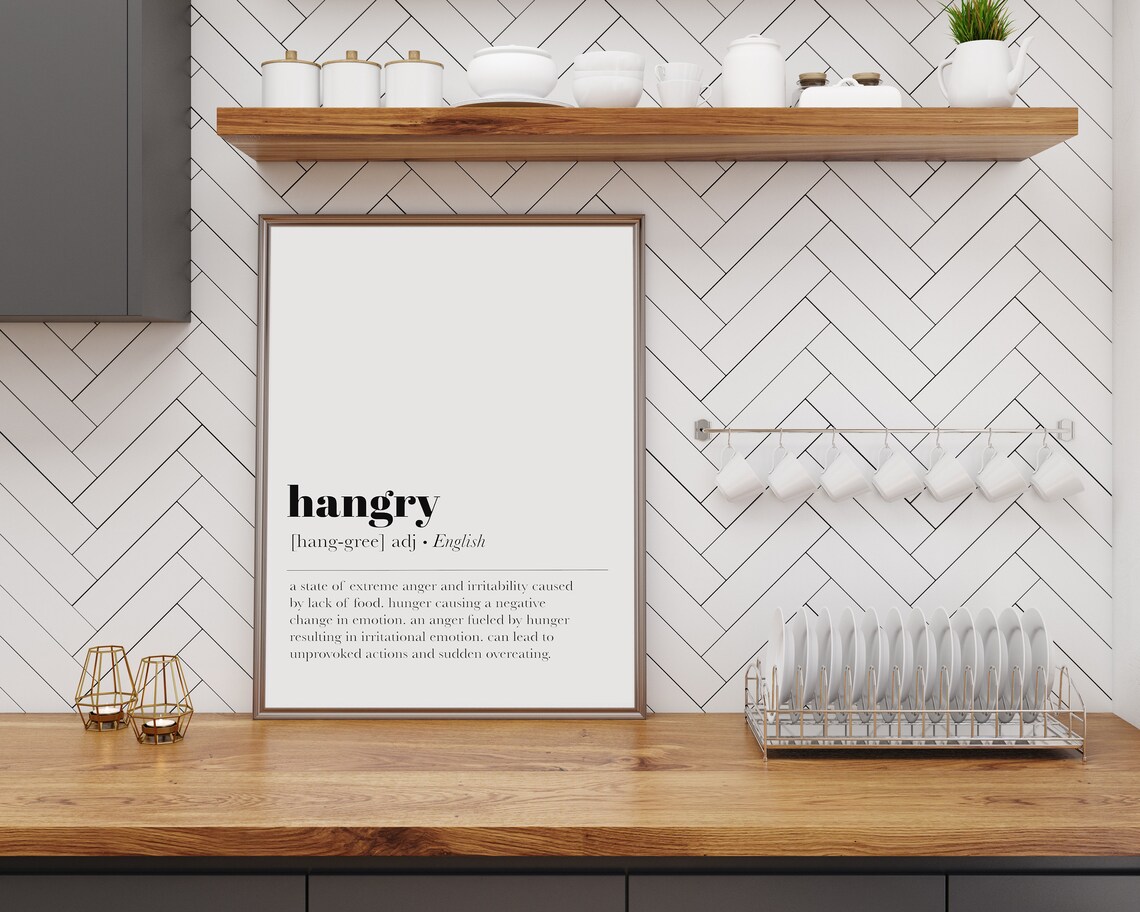 Hangry Sign Definition Minimalist Kitchen Art Print