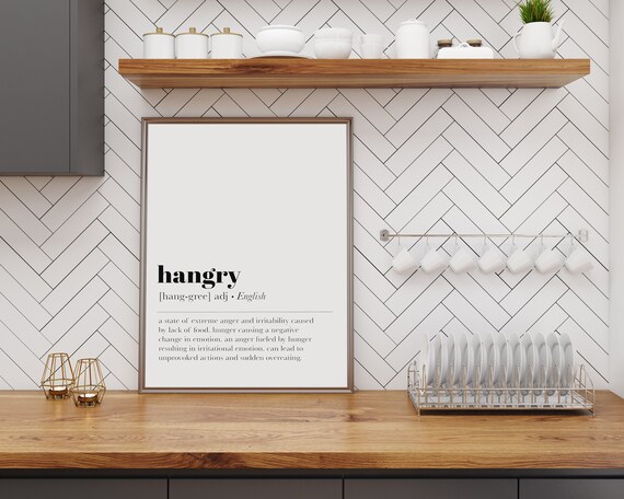 Hangry Sign Definition Minimalist Kitchen Art Print