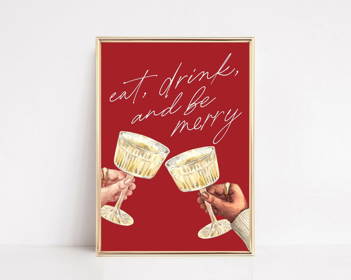 Christmas Bar Cart Cheers Sign Art Print