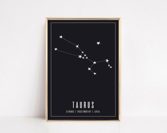Taurus Wall Art Taurus Zodiac Print Astrology Gifts Taurus Art Zodiac Wall Art Zodiac Print