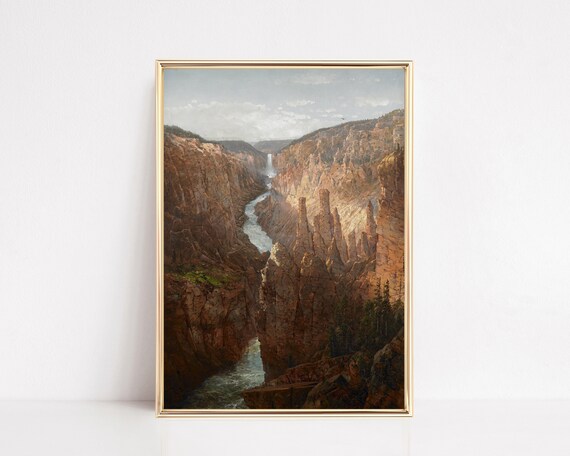 Canyon Print Mountain Wall Art Vintage Landscape Painting Southwestern Decor Rustic Wall Art Print Art Print