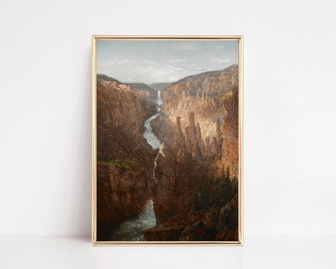 Vintage Canyon River Landscape Classic Western Painting Art Poster