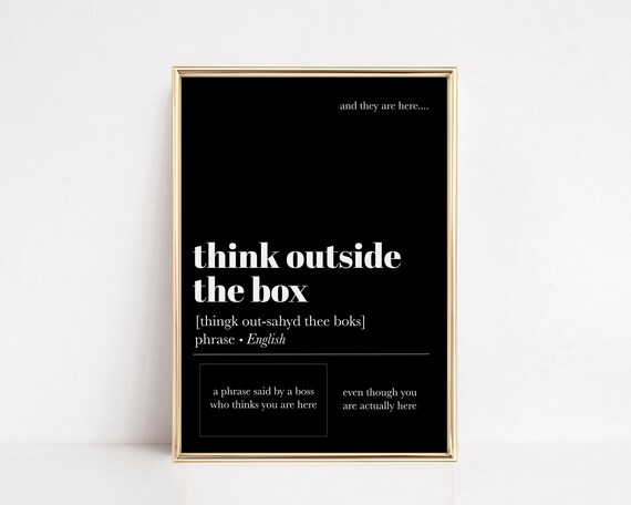 Office Wall Art Office Wall Decor Funny Home Office Decor Think Outside The Box Definition Print Zoom Background