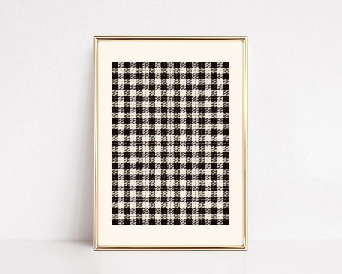 Black And White Buffalo Check Plaid Pattern Christmas Wall Art