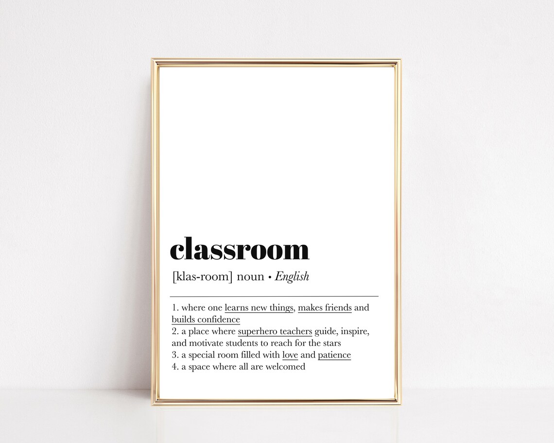 Classroom Definition Print, Minimalist Neutral Decor