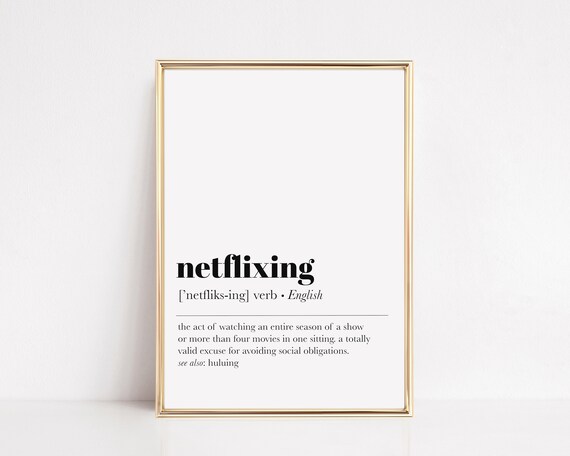 Netflix Living Room Wall Art Definition Print Funny Art Print Living Room Decor Minimalist Home Decor Instant