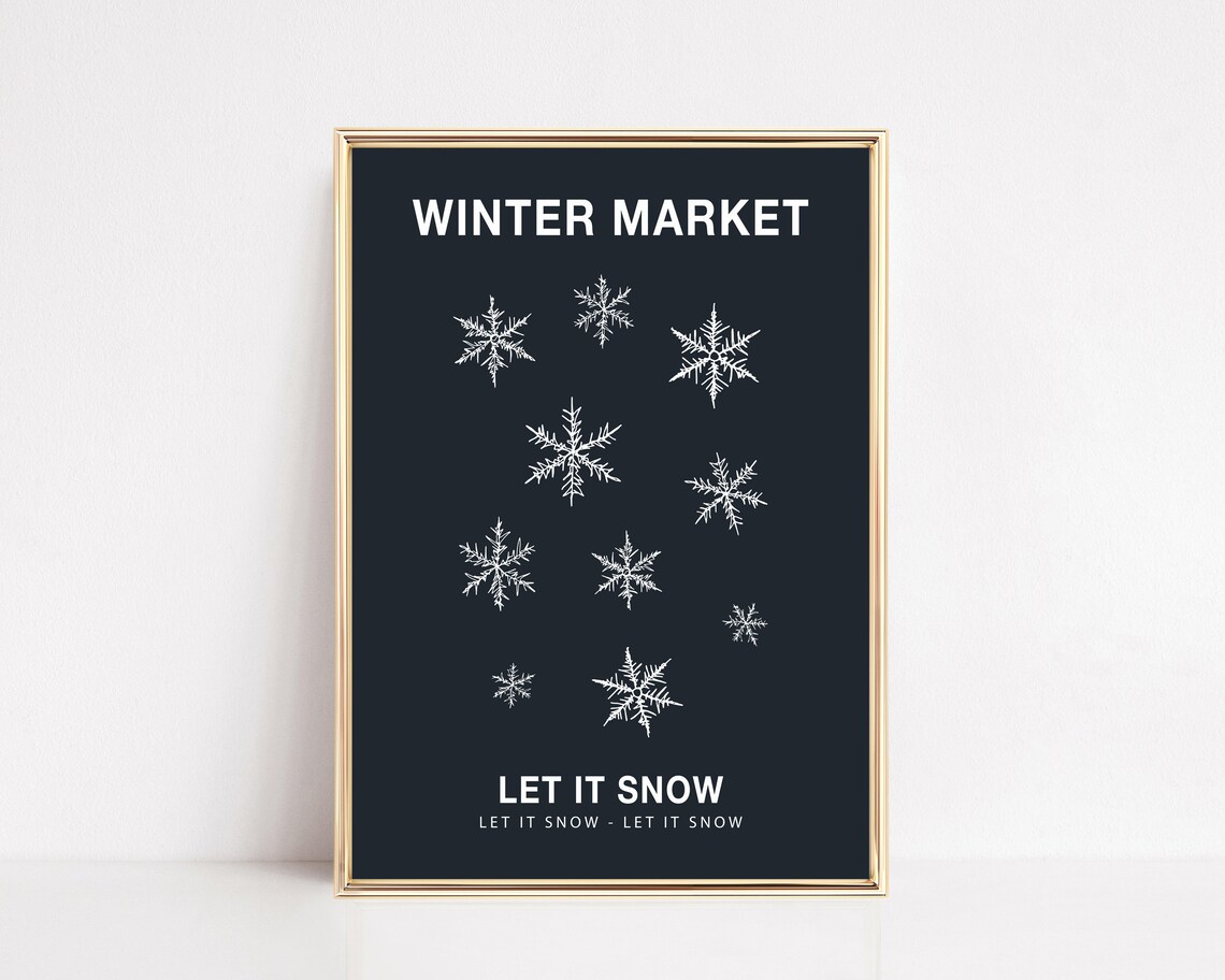 Let It Snow Christmas Poster, Winter Wall Decor