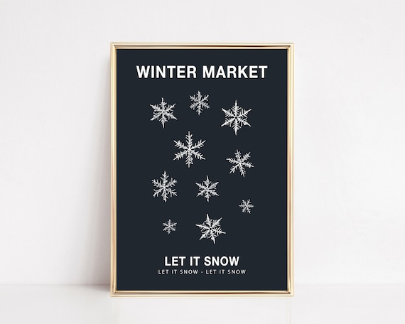 Let It Snow Christmas Poster, Winter Wall Decor