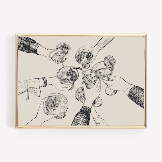 Cheers Bar Cart Wall Decor, Bar Art Print
