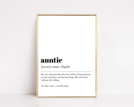 Auntie Definition Poster, Family Gift for Her