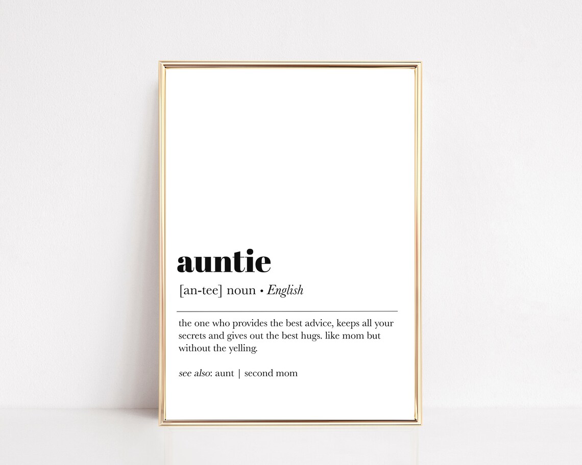Auntie Definition Poster, Family Gift for Her