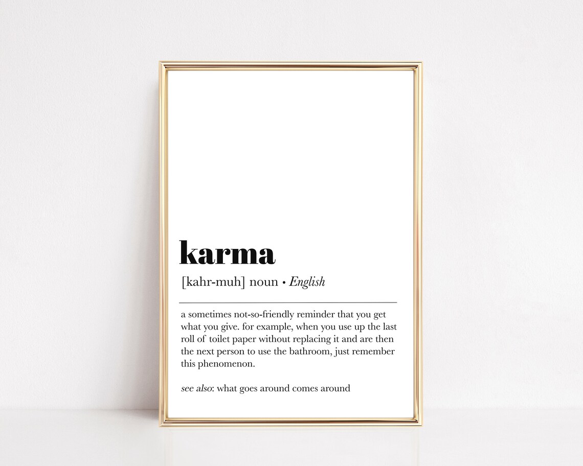Bathroom Wall Decor Funny Bathroom Art Karma Definition Print Bathroom Print Guest Bathroom Decor Print