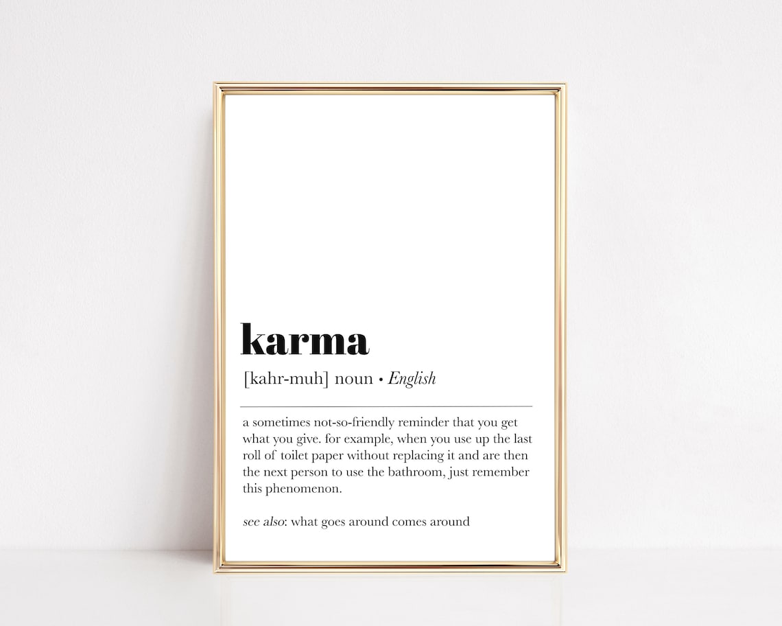Karma Definition Toilet Paper Funny Noun Bathroom Dictionary Wall Art