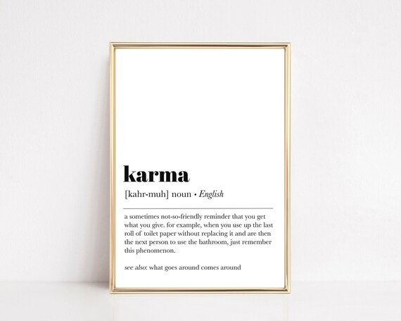 Bathroom Wall Decor Funny Bathroom Art Karma Definition Print Bathroom Print Guest Bathroom Decor Print