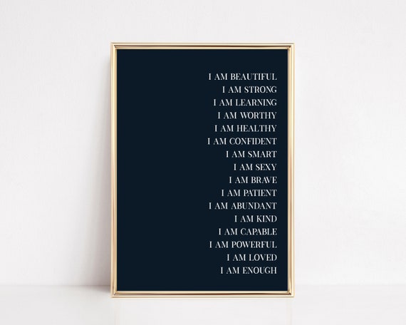 Daily Affirmations Art Print, Inspirational Wall Art