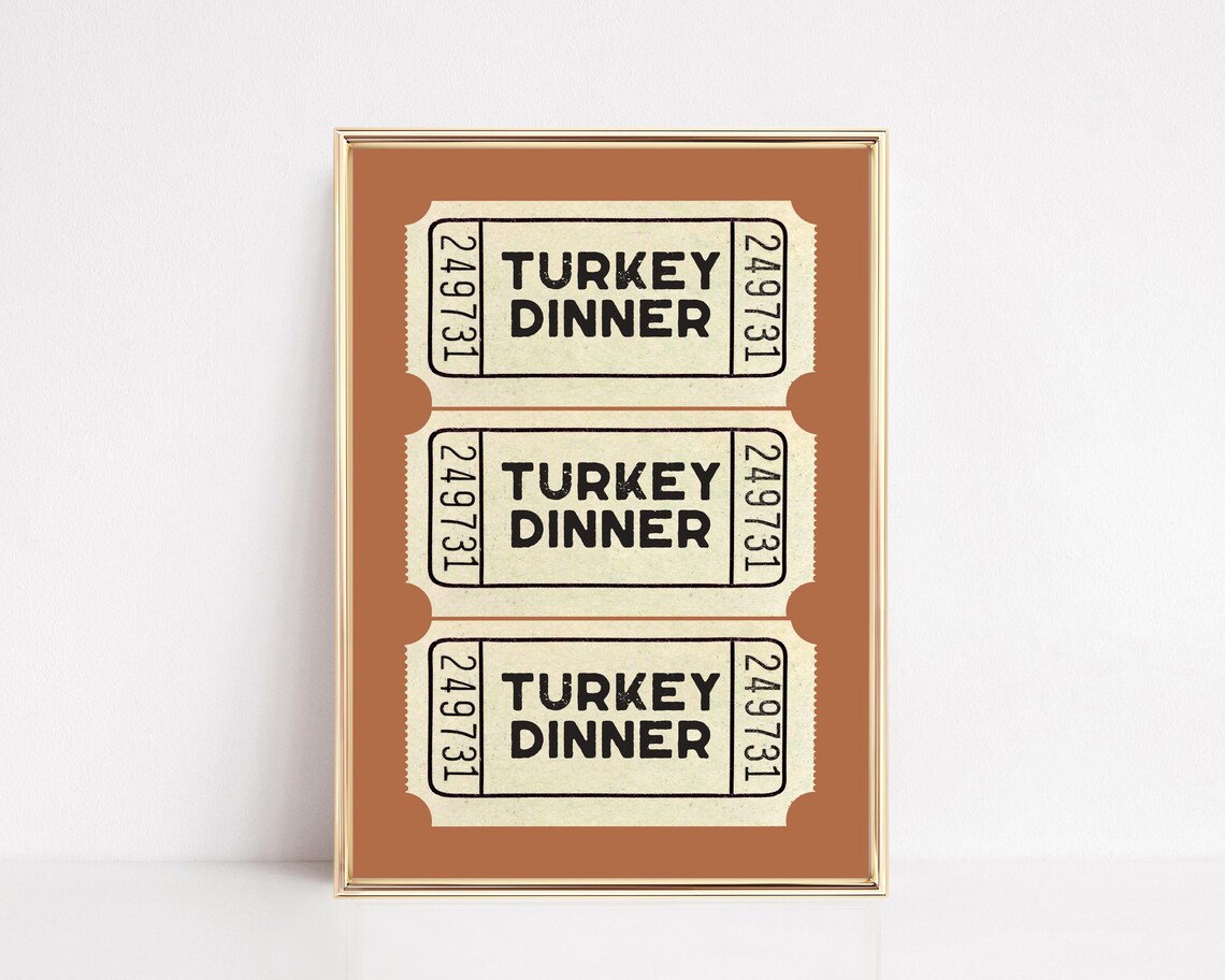 Turkey Dinner Ticket Art Print, Thanksgiving Decor - Image 2