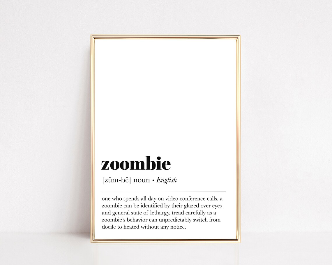 Home Office Wall Decor Zoombie Definition Print Funny Home Office Decor Office Wall Art Work From Home Print