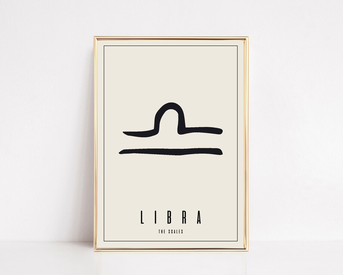 Libra Zodiac Sign The Scales Minimalist Astrology Star Sign Poster