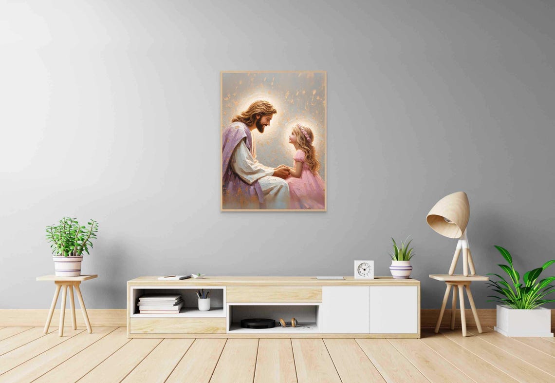 Days Of Light Modern Christian Art Jesus With Girl Jesus Art Lds Painting Bible Prints Jesus With Kids Jesus Portrait Jesus Picture