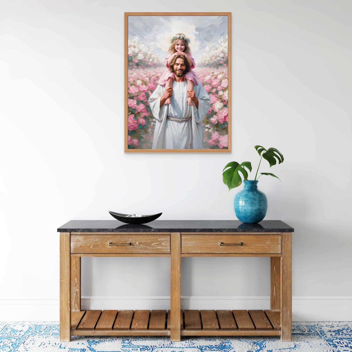 Smiles And Faith Christian Painting Jesus And Girl Jesus With Children Jesus Art Lds Art Bible Painting Christian Wall Art - Image 5