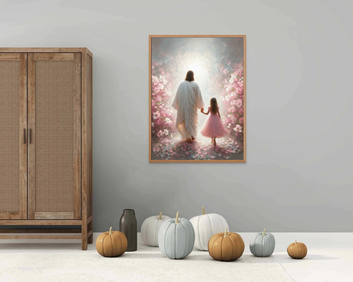 A Path Of Faith Christian Painting Jesus Walking With Girl Art Jesus Christ Painting Lds Art Bible Painting Jesus With Children Art - Image 3