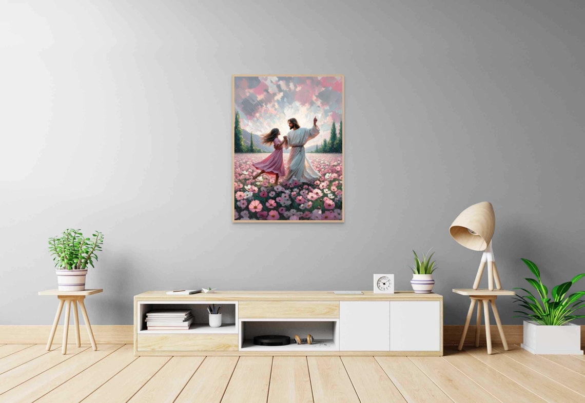 Dance With Jesus Christian Art Jesus And Girl Dancing Jesus Art Lds Art Bible Painting Picture Of Jesus Jesus With Children Wall Art - Image 5