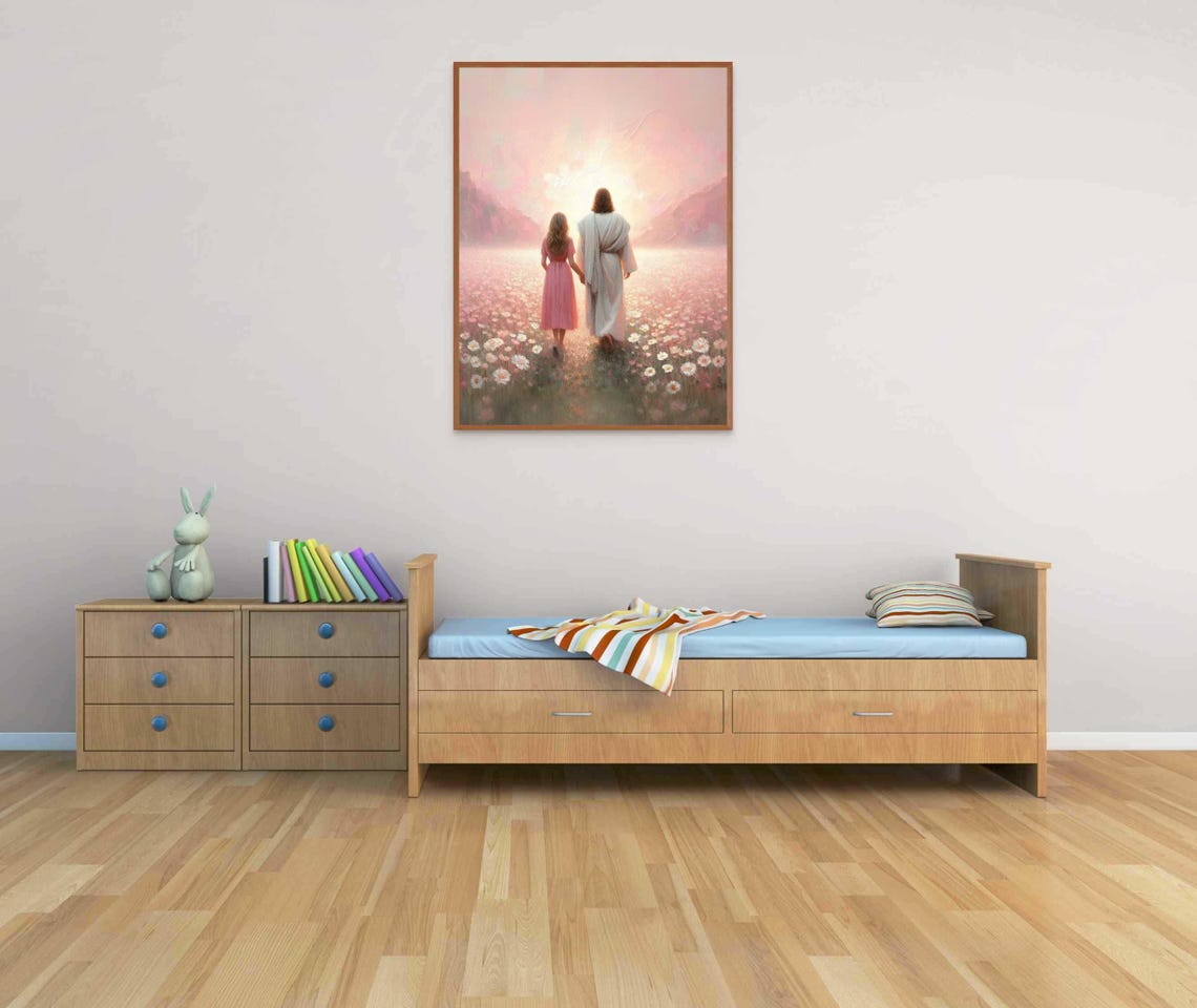 Follow Your Savior Christian Painting Jesus And Girl Art Jesus Portrait Lds Prints Bible Art Jesus And Woman Jesus Picture Jesus Png