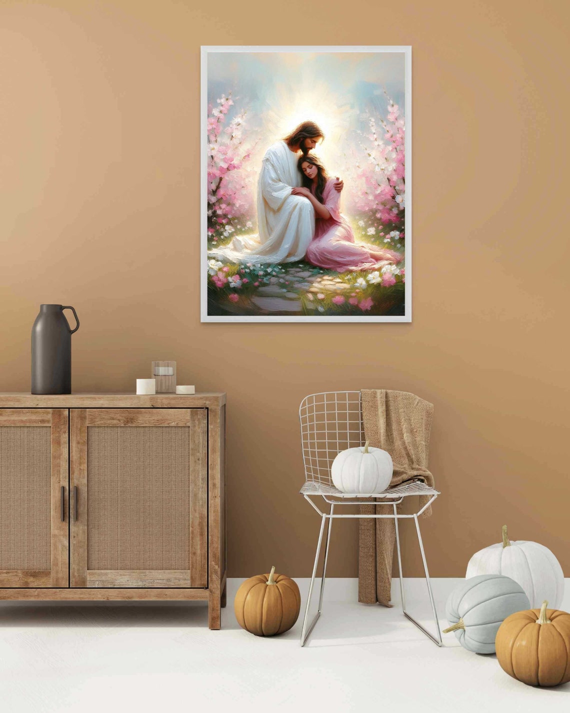 Nature And Love Christian Wall Art Jesus With Woman Picture Of Jesus Art Lds Bible Painting Modern Christian Art For Women - Image 2