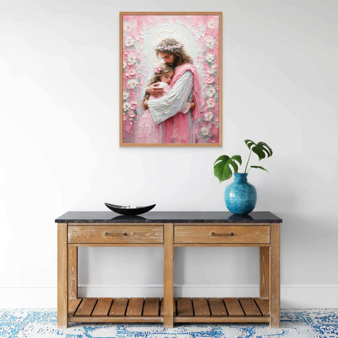 Love Him Christian Painting Jesus And Girl Picture Of Christ Lds Painting Bible Wall Art Christ And Kids Jesus Picture Jesus Prints - Image 5