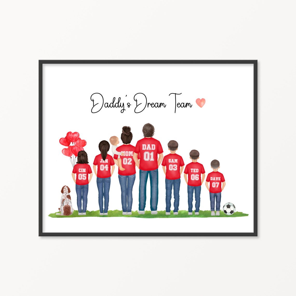 Dad Birthday Personalised Gift Daddys Dream Team Print Football Family Print Granddad Dad Birthday Gift Soccer Family