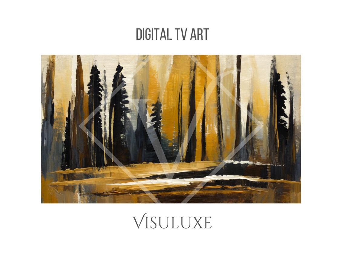 Dark Abstract Trees Painting Frame Tv Art Dark Abstract Trees Oil Painting Heavy Brushstrokes Abstract Tree Art Screensaver Tv 169 Ar - Image 3