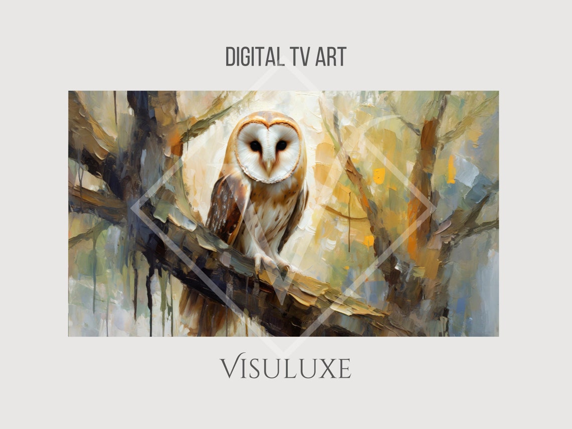 Barn Owl Frame Tv Art Barn Owl Tv Art Oil Painting Heavy Brushstrokes Barn Owl Painting Screensaver Owl Artwork Tv Tv 169 Ar - Image 3