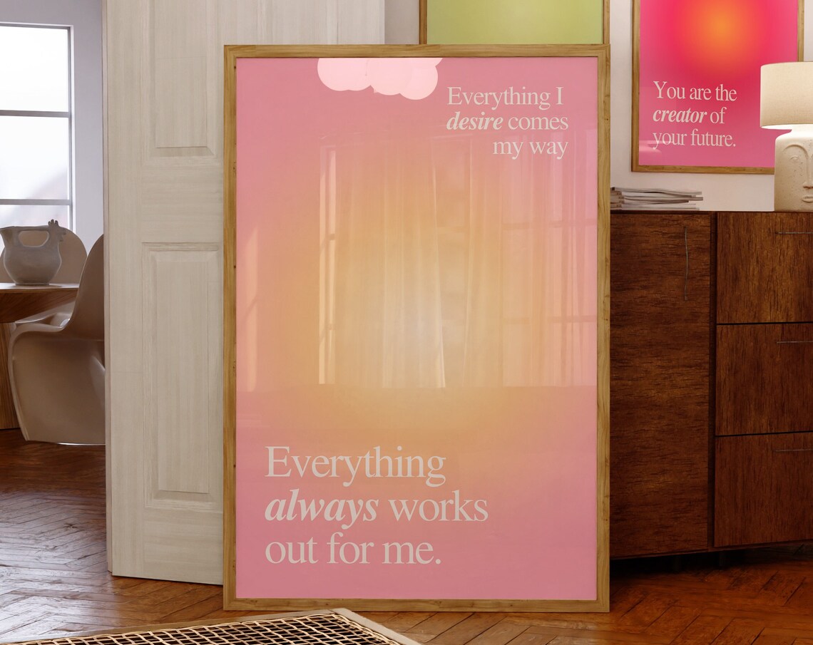 Aura Poster Affirmation Quote Print, Pink Positivity - Image 4