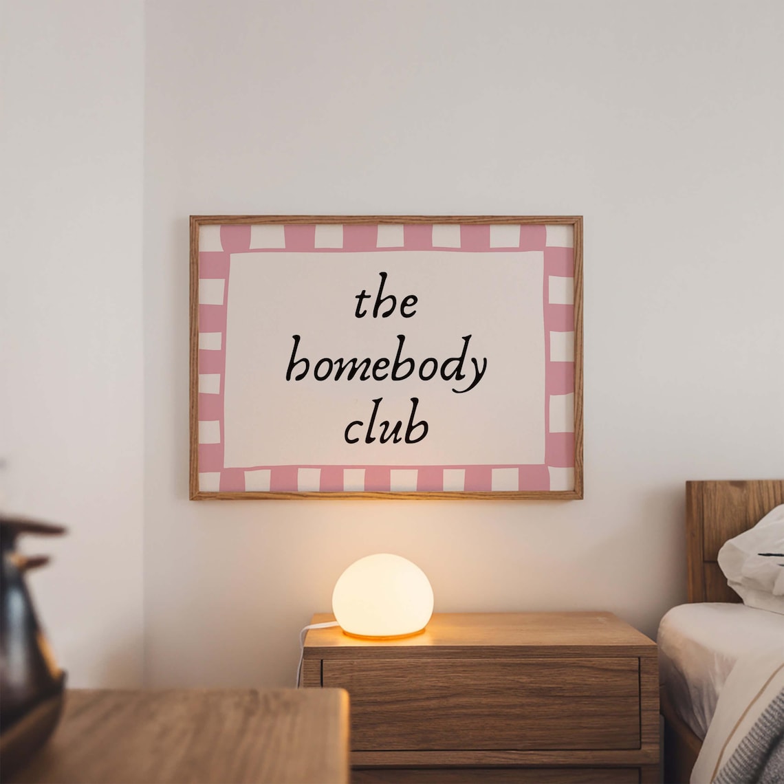 The Homebody Club Checkered Print, Pink Introvert Art Print